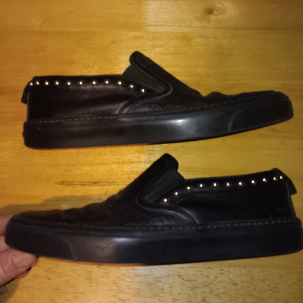 Gucci GG Monogram Leather Studded Loafers Size 36 - Picture 3 of 7